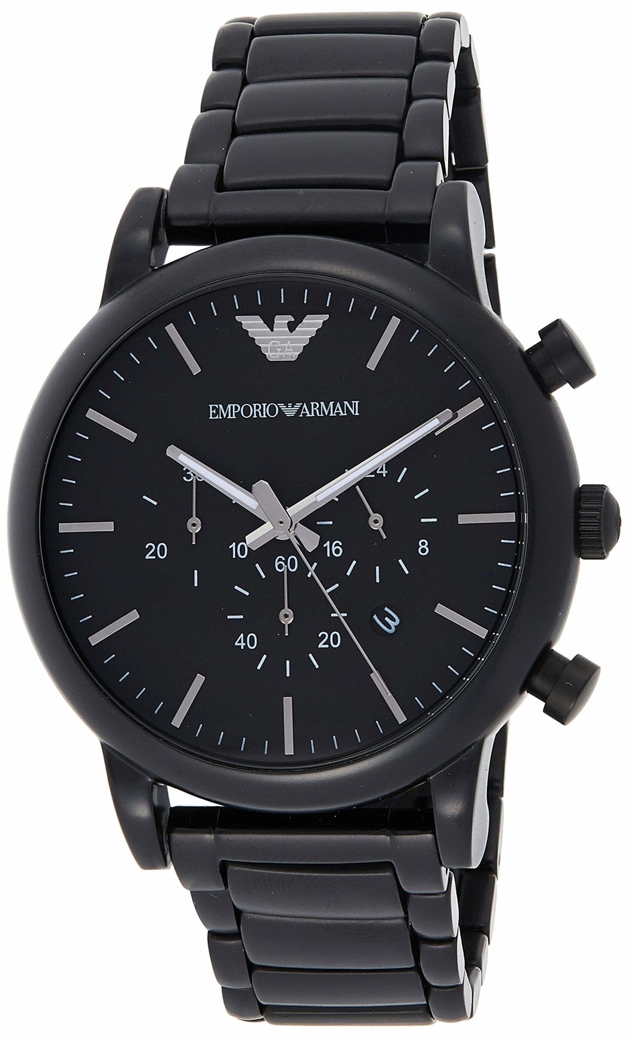  Shop Authentic Emporio Armani Luigi Chronograph Black Dial Black Stainless Steel Watch For Men - AR1895 - Luxxuri