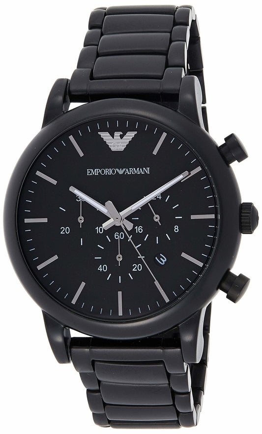  Shop Authentic Emporio Armani Luigi Chronograph Black Dial Black Stainless Steel Watch For Men - AR1895 - Luxxuri