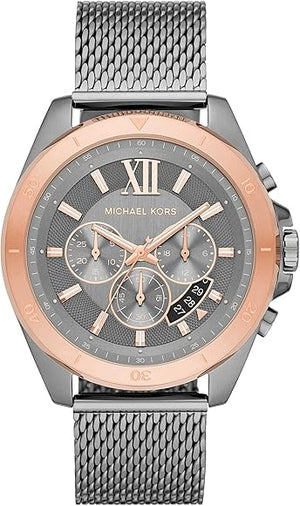  Shop Authentic Michael Kors Brecken Chronograph Grey Dial Silver Mesh Strap Watch For Men - MK8868 - Luxxuri