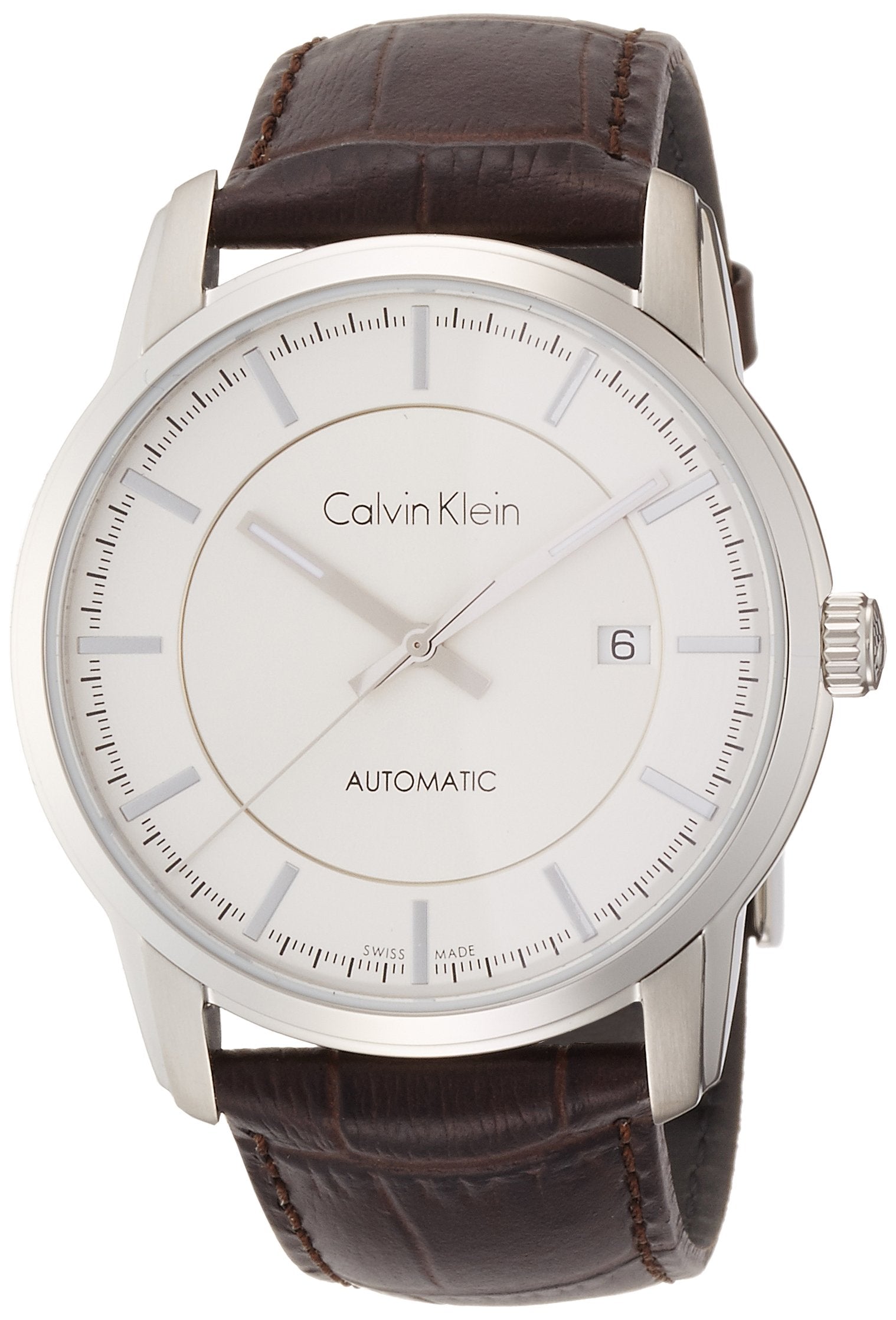  Shop Authentic Calvin Klein Infinity Silver Dial Brown Leather Strap Watch for Men - K5S341G6 - Luxxuri