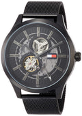  Shop Authentic Tommy Hilfiger Spencer Skeleton Black Dial Black Mesh Bracelet Watch for Men - 1791644 - Luxxuri