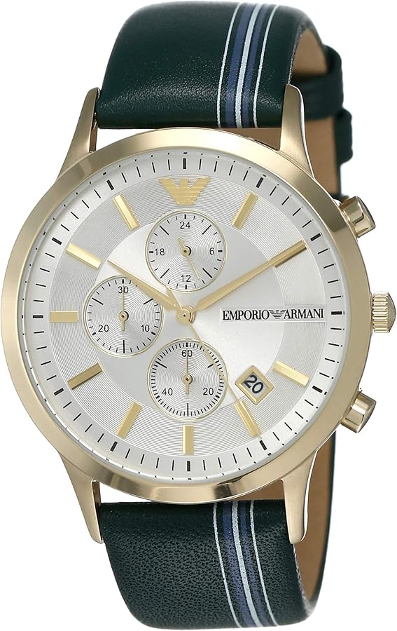  Shop Authentic Emporio Armani Renato Chronograph Silver Dial Green Leather Strap Watch For Men - AR11233 - Luxxuri