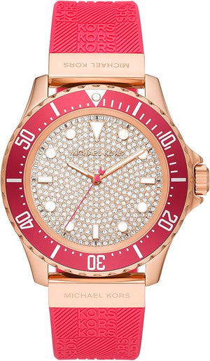  Shop Authentic Michael Kors Everest Analog Rose Gold Dial Pink Silicone Strap Watch For Women - MK7359 - Luxxuri