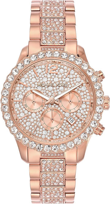  Shop Authentic Michael Kors Layton Chronograph Rose Gold Dial Rose Gold Steel Strap Watch For Women - MK7285 - Luxxuri