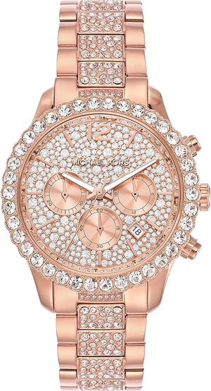  Shop Authentic Michael Kors Layton Chronograph Rose Gold Dial Rose Gold Steel Strap Watch For Women - MK7285 - Luxxuri
