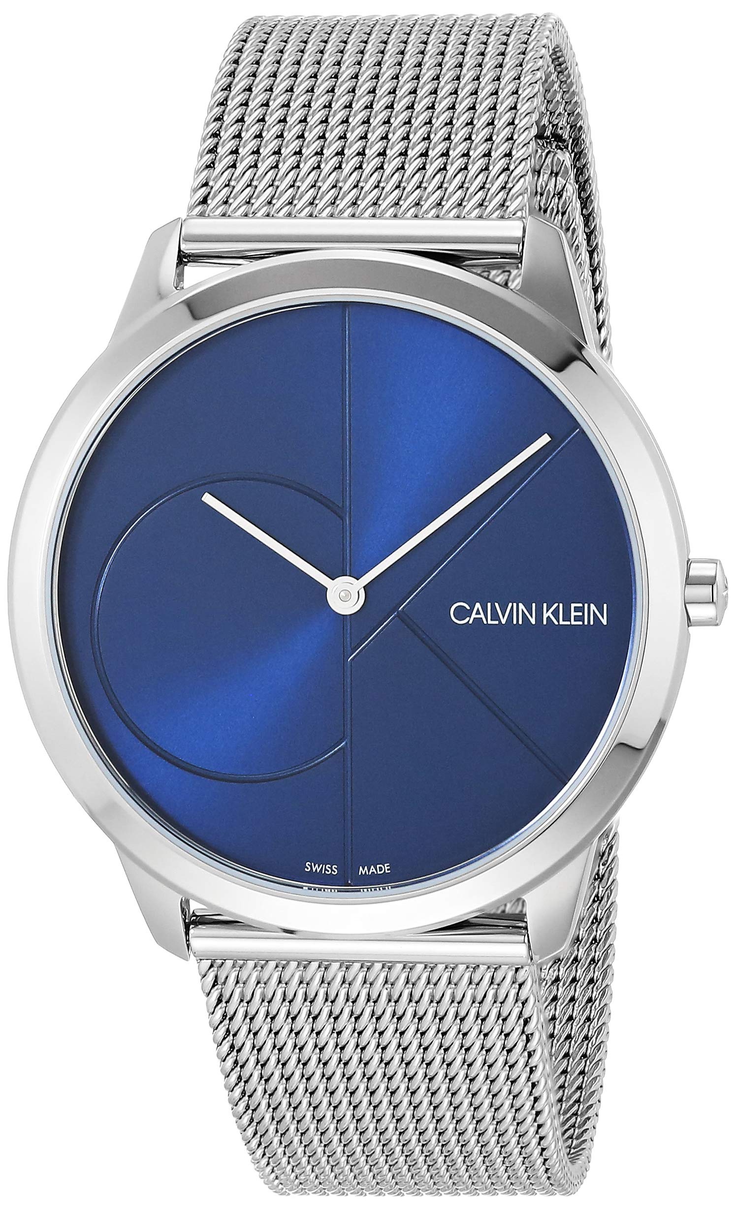  Shop Authentic Calvin Klein Minimal Blue Dial Silver Mesh Bracelet Watch for Men - K3M2112N - Luxxuri