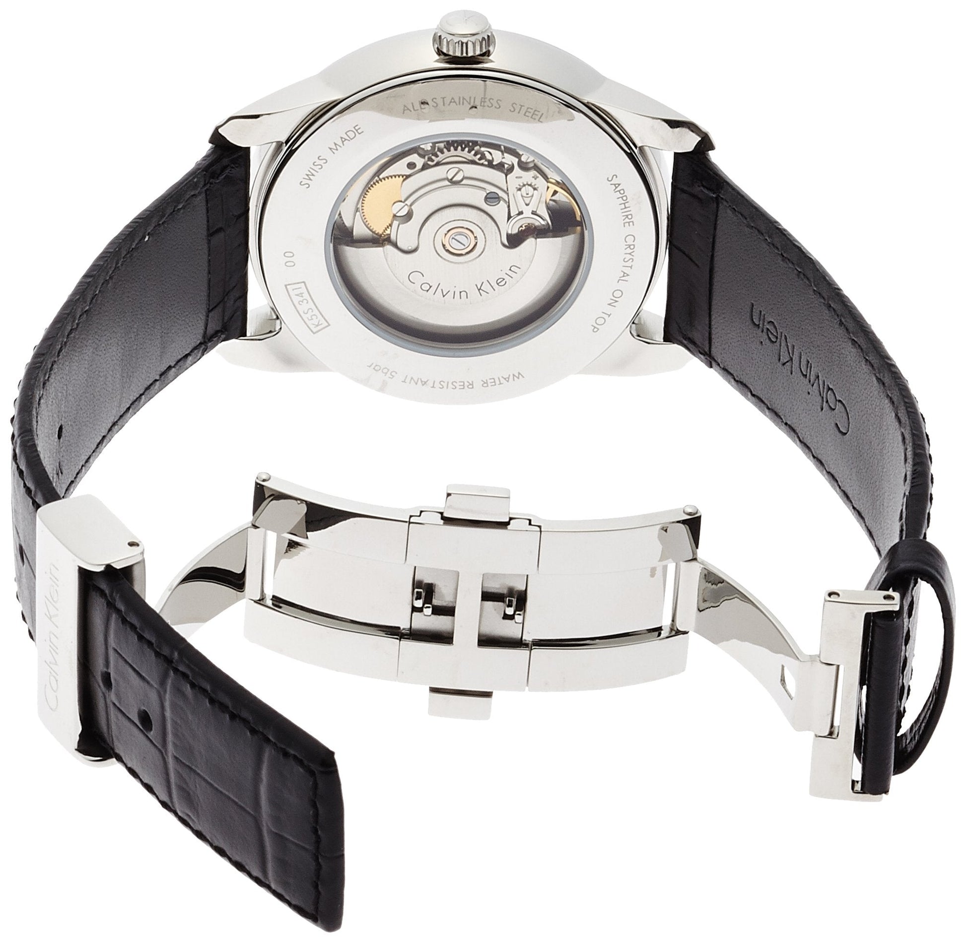  Shop Authentic Calvin Klein Infinity Automatic Black Dial Black Leather Strap Watch for Men - K5S341C1 - Luxxuri