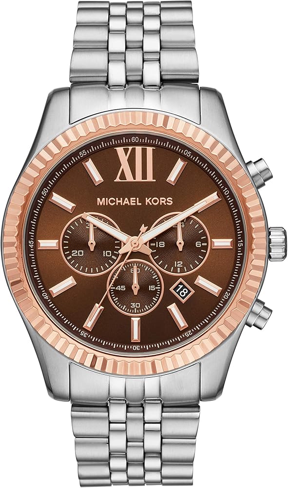  Shop Authentic Michael Kors Lexington Chronograph Brown Dial Silver Steel Strap Watch For Men - MK8732 - Luxxuri