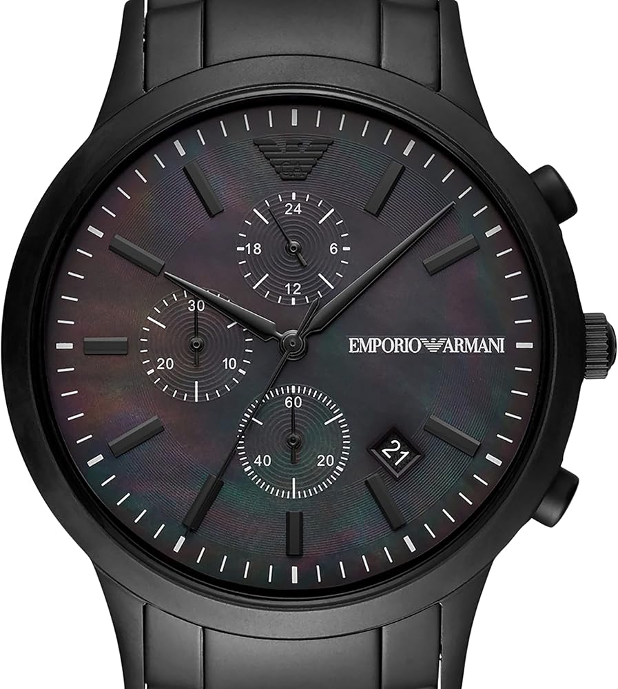  Shop Authentic Emporio Armani Renato Chronograph Mother of Pearl Black Dial Black Steel Strap Watch For Men - AR11275 - Luxxuri