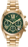  Shop Authentic Michael Kors Bradshaw Chronograph Green Dial Gold Steel Strap Watch For Women - MK7257 - Luxxuri