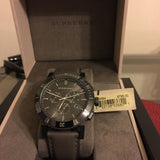  Shop Authentic Burberry The City Chronograph Ion Plated Grey Dial Grey Leather Strap Watch for Men - BU9384 - Luxxuri
