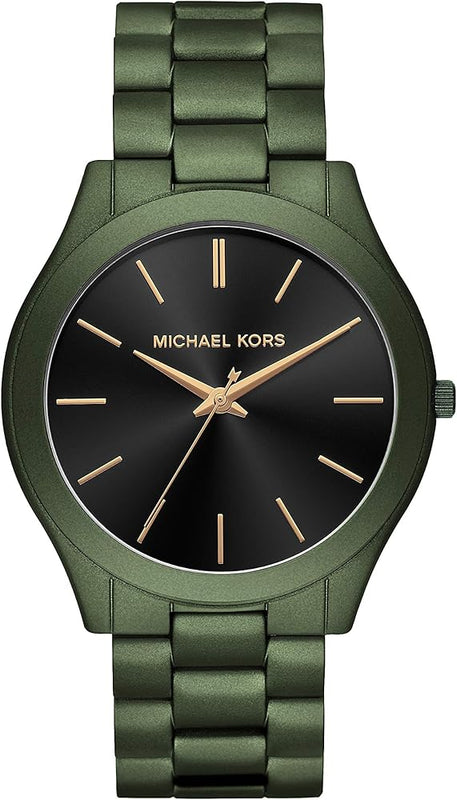  Shop Authentic Michael Kors Slim Runway Quartz Black Dial Green Steel Strap Watch For Men - MK8715 - Luxxuri