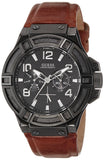  Shop Authentic Guess Rigor Analog Black Dial Brown Leather Strap Watch For Men - W0040G8 - Luxxuri