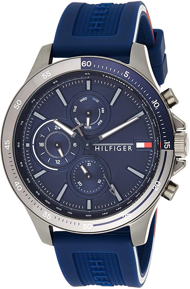  Shop Authentic Tommy Hilfiger Bank Blue Dial Blue Rubber Strap Watch for Men - 1791721 - Luxxuri