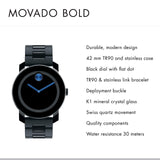  Shop Authentic Movado Bold TR90 Black Dial Black Steel Strap Watch for Men - 3600099 - Luxxuri