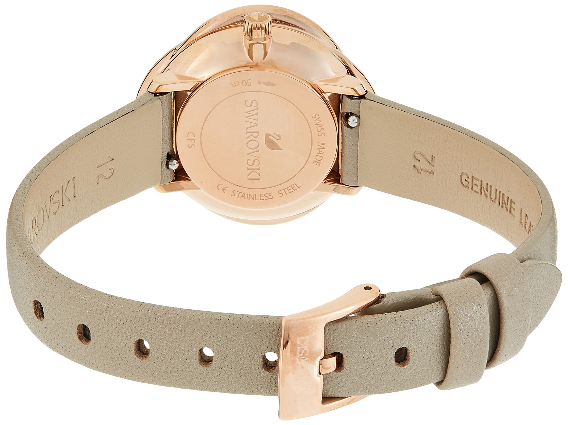  Shop Authentic Swarovski Crystal Flower Grey Dial Grey Leather Strap Watch for for Women - 5552424 - Luxxuri