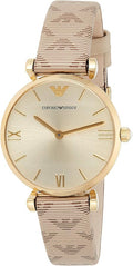  Shop Authentic Emporio Armani Gianni T Bar Analog Silver Dial Beige Leather Strap Watch For Women - AR11127 - Luxxuri