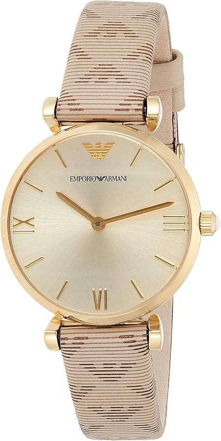  Shop Authentic Emporio Armani Gianni T Bar Analog Silver Dial Beige Leather Strap Watch For Women - AR11127 - Luxxuri
