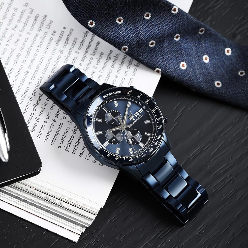  Shop Authentic Maserati SFIDA Chronograph Blue Dial Blue Steel Strap Watch For Men - R8873640023 - Luxxuri