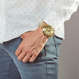  Shop Authentic Guess Atlas Chronograph Gold Dial Gold Steel Strap Watch For Men - W0668G4 - Luxxuri
