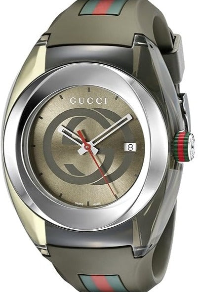  Shop Authentic Gucci Sync XXL Quartz Brown Dial Brown Leather Strap Watch For Men - YA137106 - Luxxuri