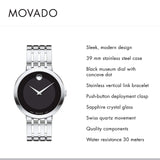  Shop Authentic Movado Esperanza 39mm Black Dial Silver Steel Strap Watch For Men - 0607057 - Luxxuri