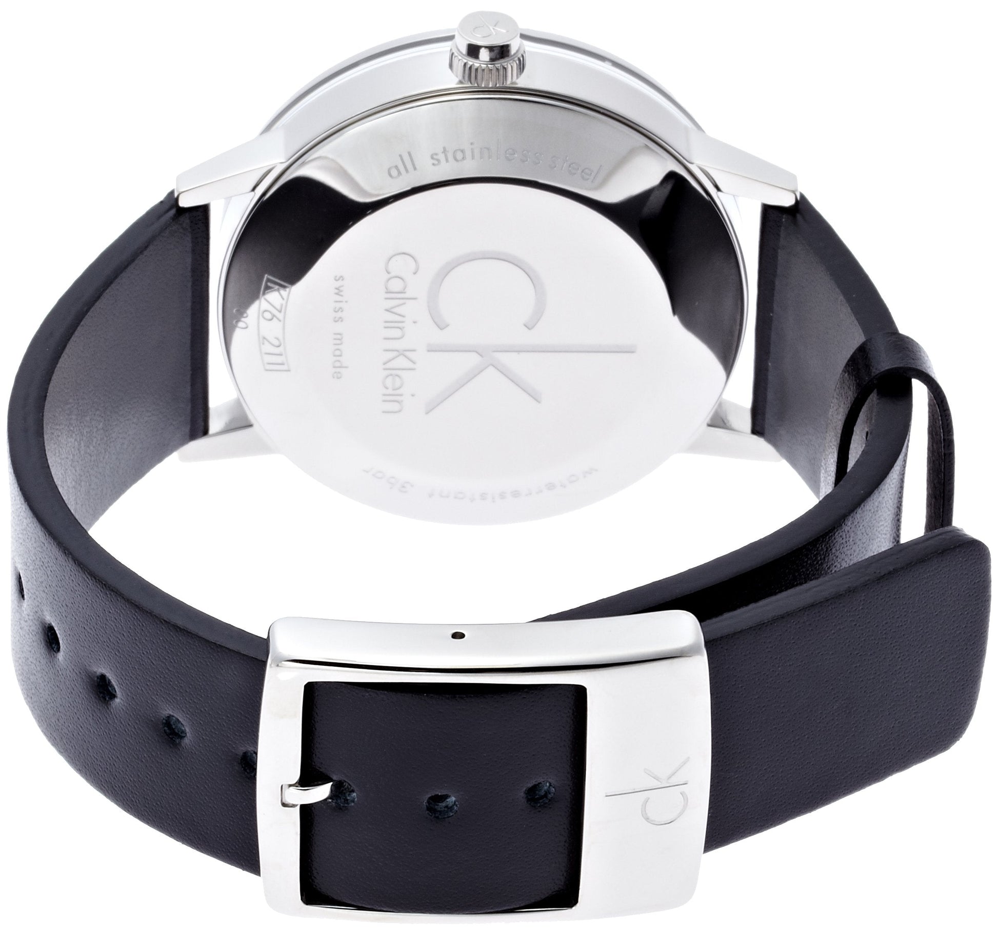  Shop Authentic Calvin Klein Minimal Black Dial Black Leather Strap Watch for Men - K7621107 - Luxxuri