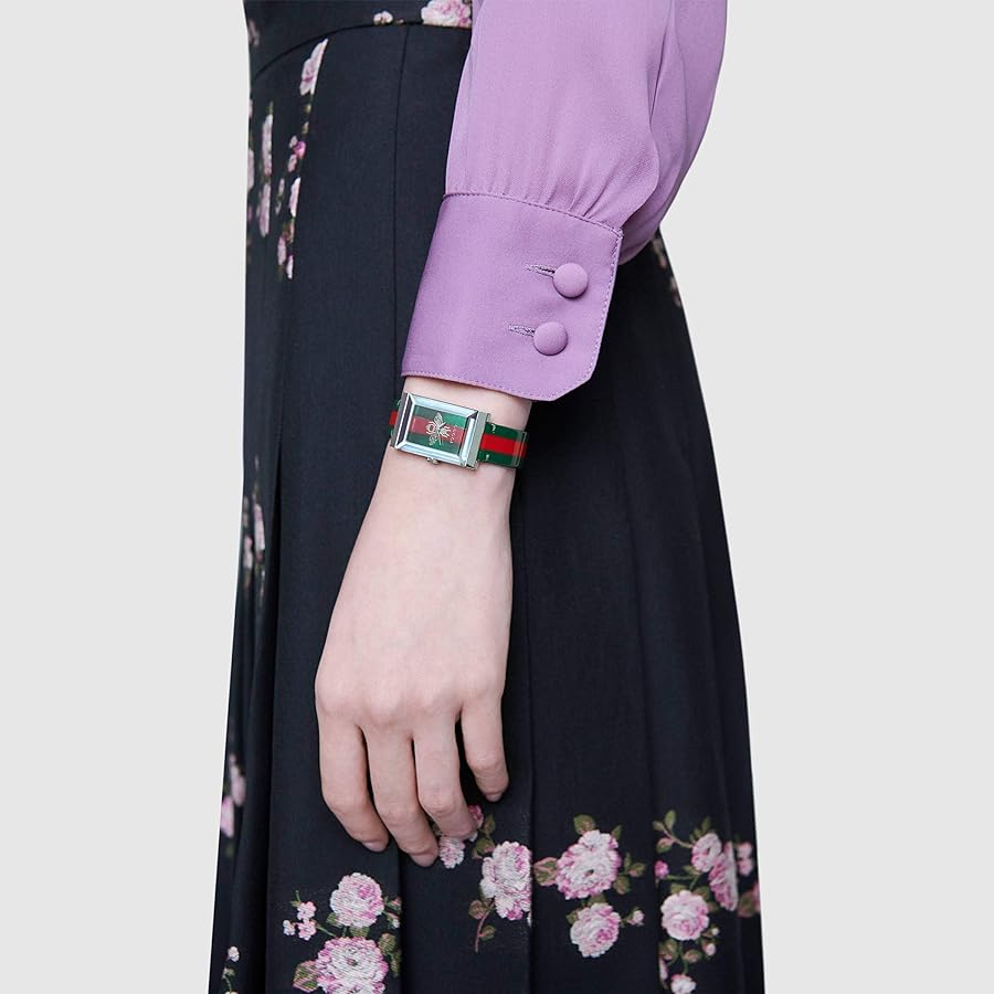  Shop Authentic Gucci G Frame Quartz Green & Red Mother of Pearl Dial Multicolor Leather Strap Watch For Women - YA147408 - Luxxuri