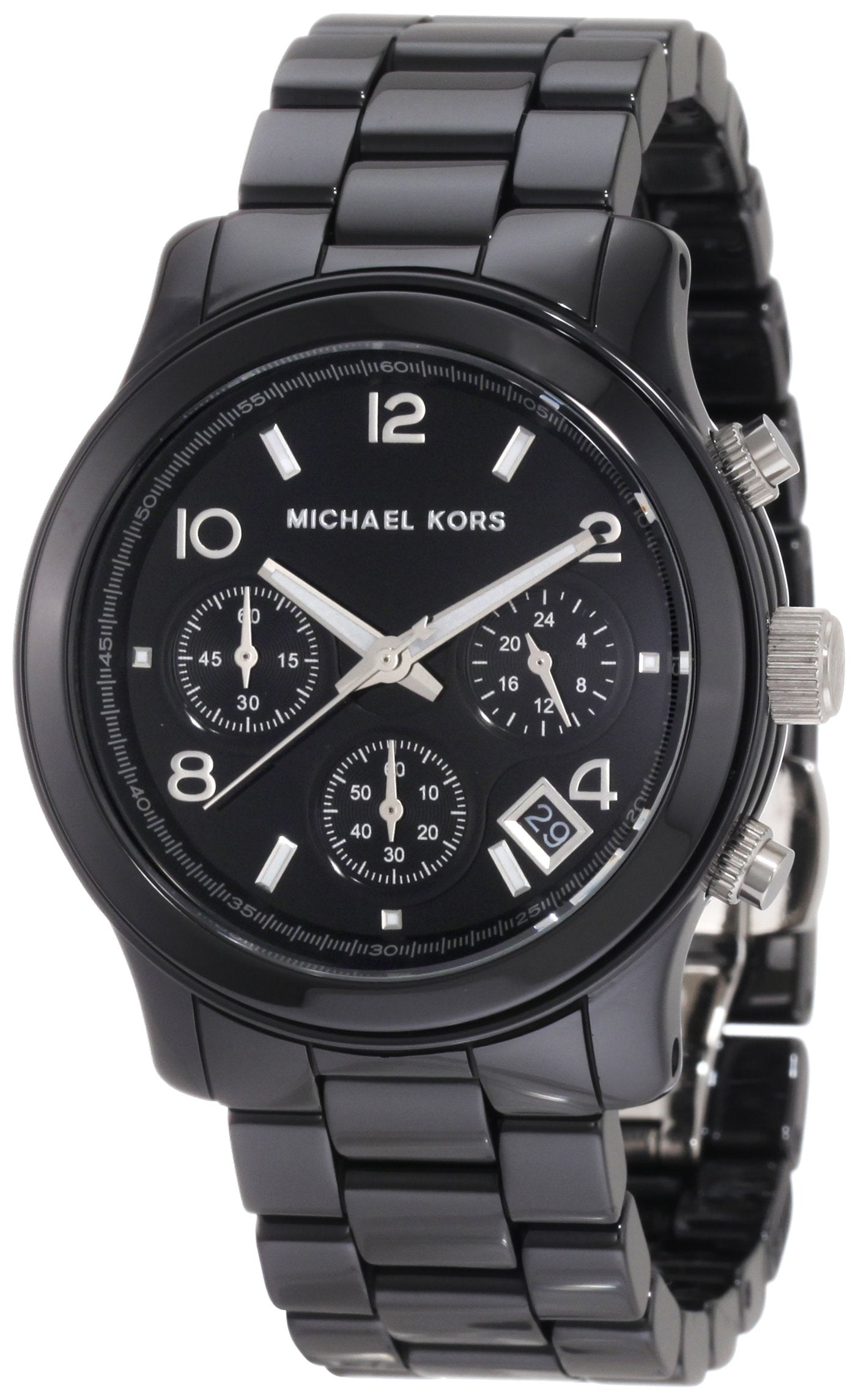  Shop Authentic Michael Kors Runway Black Ceramic Dial Black Steel Strap Watch for Women - MK5162 - Luxxuri