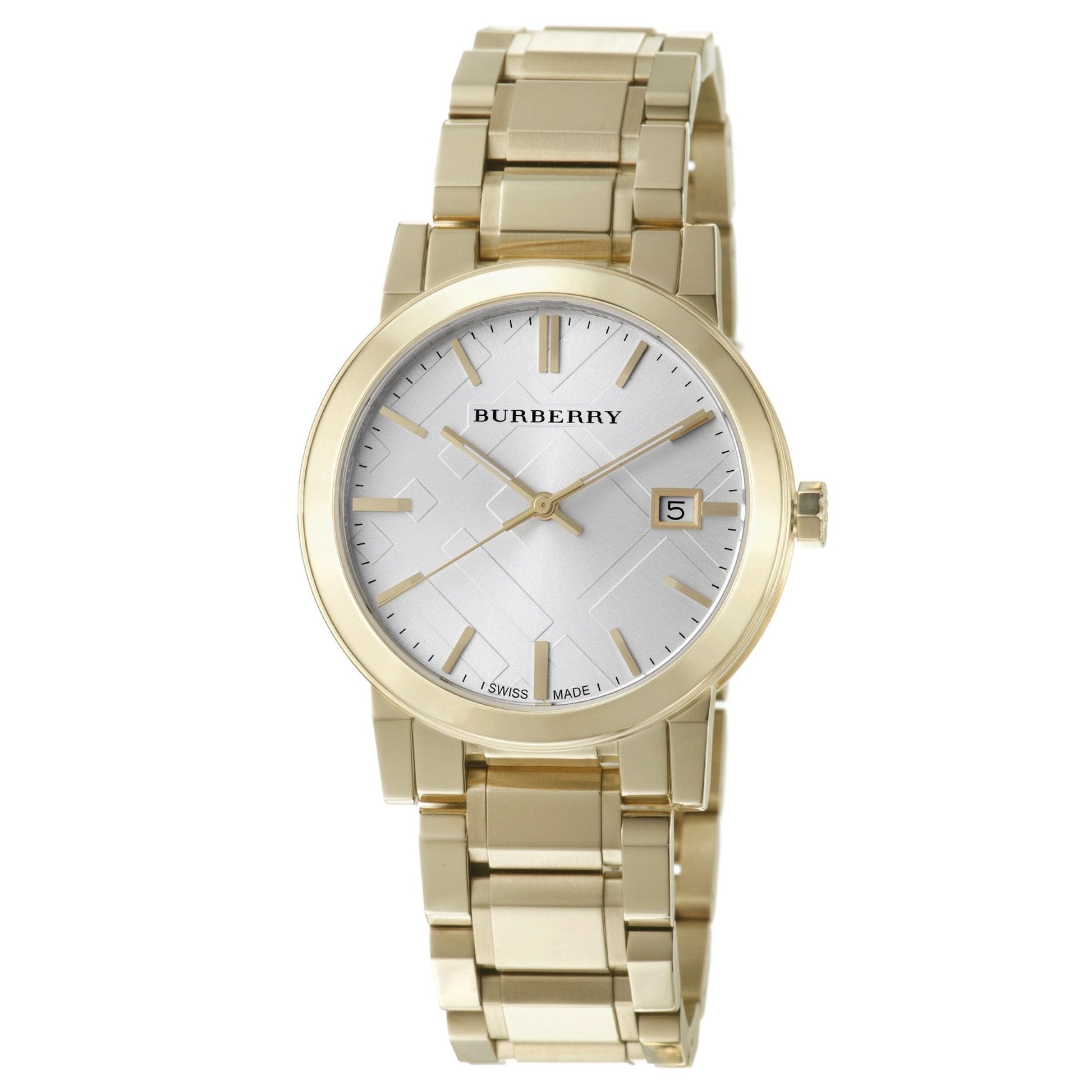  Shop Authentic Burberry The City Silver Dial Gold Steel Strap Unisex Watch - BU9003 - Luxxuri