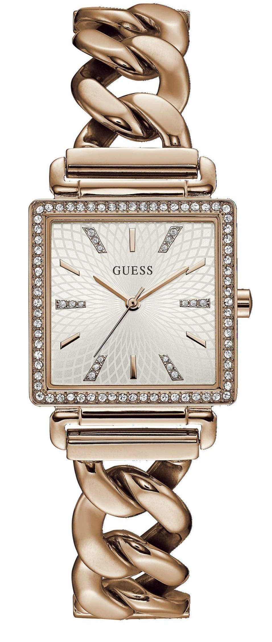  Shop Authentic Guess Vanity Diamonds Silver Dial Gold Steel Strap Watch for Women - W1030L4 - Luxxuri