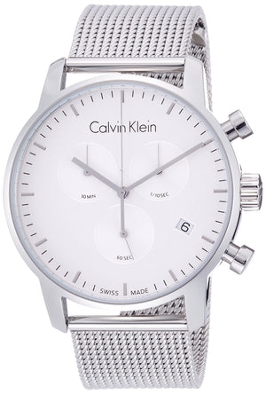  Shop Authentic Calvin Klein City Chronograph White Dial Silver Mesh Bracelet Watch for Men - K2G27126 - Luxxuri