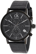 Shop Authentic Calvin Klein Post Minimal Chronograph Black Dial Black Leather Strap Watch for Men - K7627401 - Luxxuri