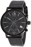  Shop Authentic Calvin Klein Post Minimal Chronograph Black Dial Black Leather Strap Watch for Men - K7627401 - Luxxuri