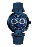  Shop Authentic Versace Aion Chronograph Blue Dial Blue Leather Strap Watch for Men - VBR070017 - Luxxuri
