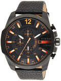  Shop Authentic Diesel Mega Chief Chronograph Black Dial Black Leather Strap Watch For Men - DZ4291 - Luxxuri