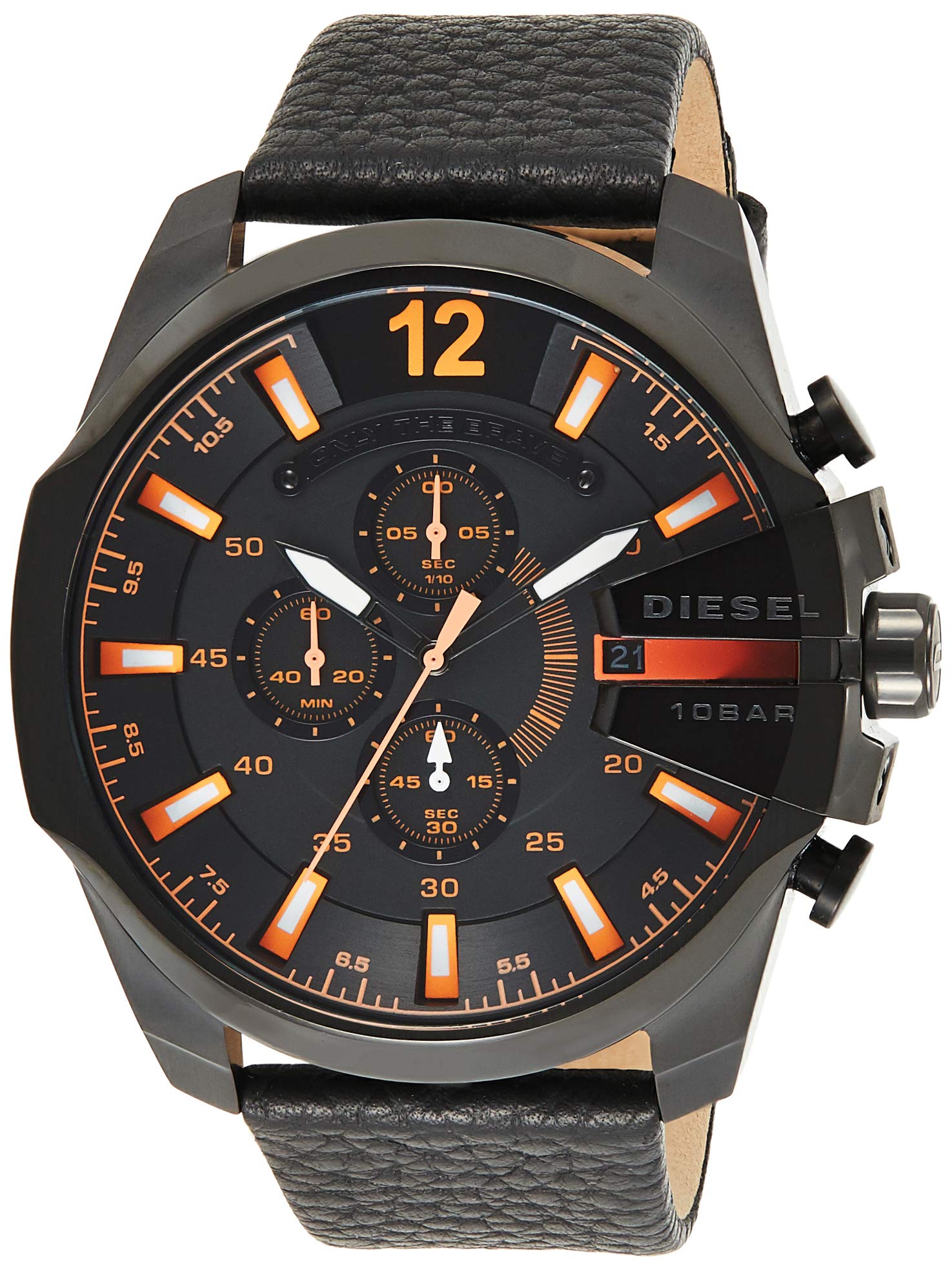  Shop Authentic Diesel Mega Chief Chronograph Black Dial Black Leather Strap Watch For Men - DZ4291 - Luxxuri