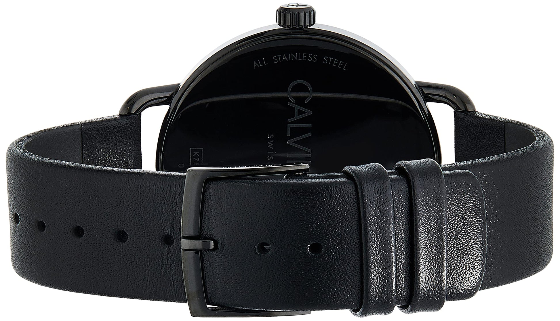  Shop Authentic Calvin Klein Even Maroon Dial Black Leather Strap Watch for Men - K7B214CP - Luxxuri