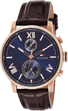  Shop Authentic Tommy Hilfiger Aiden Quartz Blue Dial Brown Leather Strap Watch for Men - 1791308 - Luxxuri