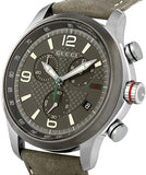  Shop Authentic Gucci G Timeless Chronograph Grey Dial Grey Leather Strap Watch For Men - YA126242 - Luxxuri