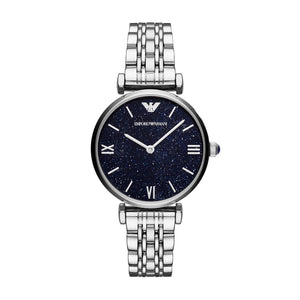  Shop Authentic Emporio Armani Gianni T Bar Dark Blue Dial Silver Stainless Steel Watch For Women - AR11091 - Luxxuri