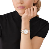  Shop Authentic Michael Kors Lennox Three-Hand Silver Dial Rose Gold Steel Strap Watch For Women - MK7362 - Luxxuri