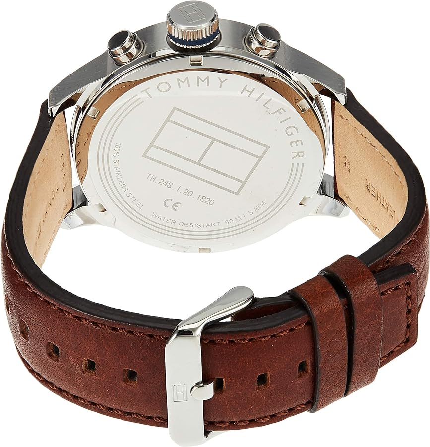  Shop Authentic Tommy Hilfiger Sport Multifunction Blue Dial Brown Leather Strap Watch for Men - 1791137 - Luxxuri