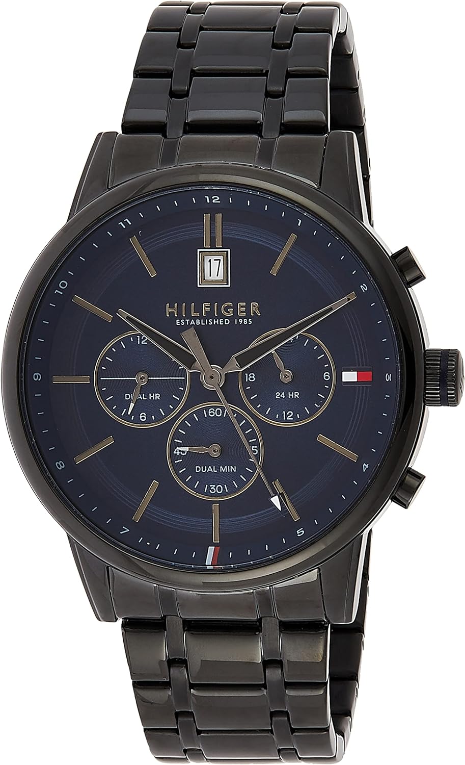  Shop Authentic Tommy Hilfiger Kyle Quartz Blue Dial Black Steel Strap Watch for Men - 1791633 - Luxxuri
