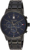  Shop Authentic Tommy Hilfiger Kyle Quartz Blue Dial Black Steel Strap Watch for Men - 1791633 - Luxxuri
