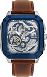  Shop Authentic Fossil Inscription Automatic Skeleton Blue Dial Brown Leather Strap Watch for Men - BQ2571 - Luxxuri