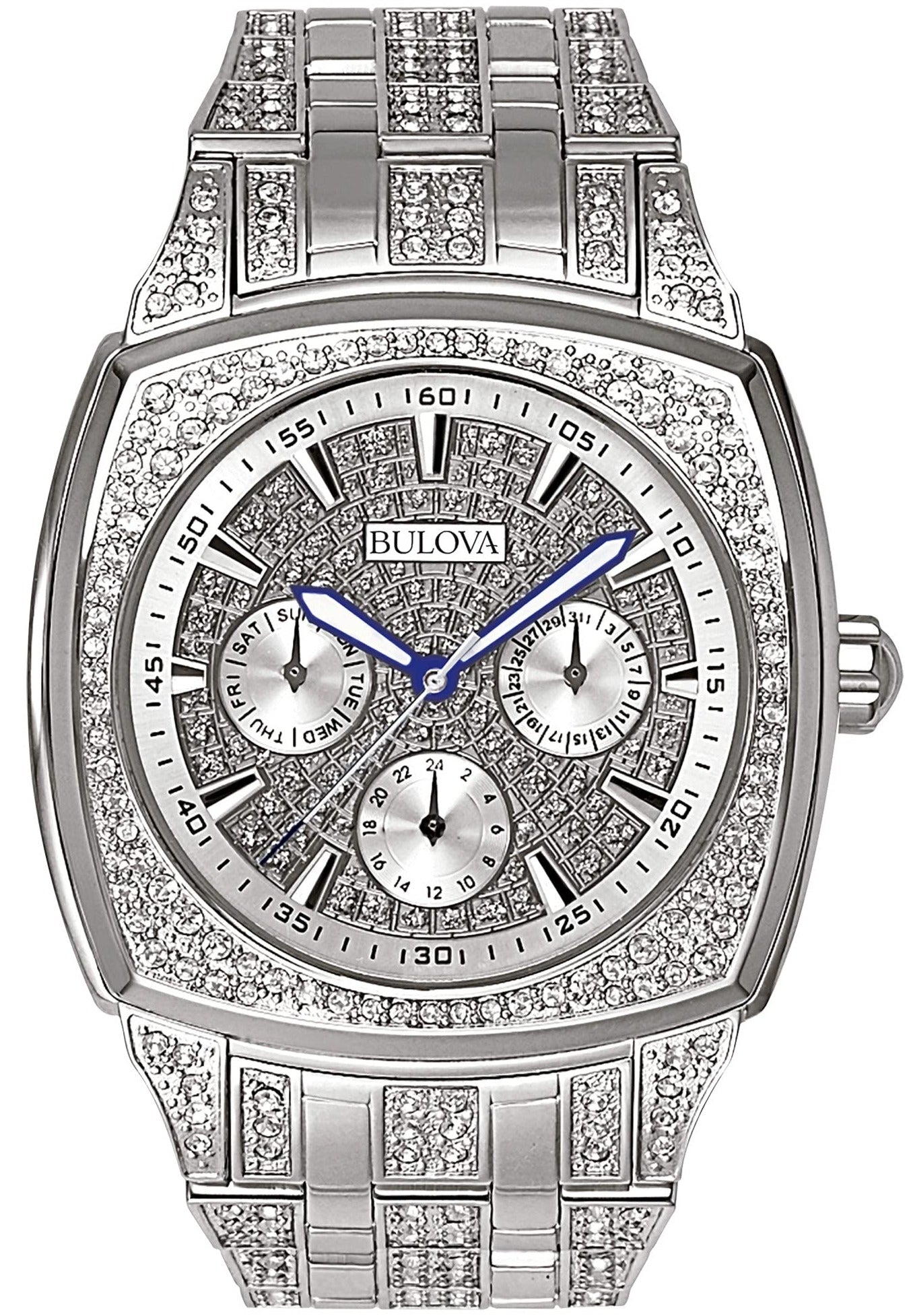  Shop Authentic Bulova Crystal Collection Phantom Silver Dial Silver Steel Strap Watch for Men - 96C002 - Luxxuri