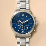  Shop Authentic Fossil Neutra Chronograph Blue Dial Silver Steel Strap Watch for Men - FS5792 - Luxxuri