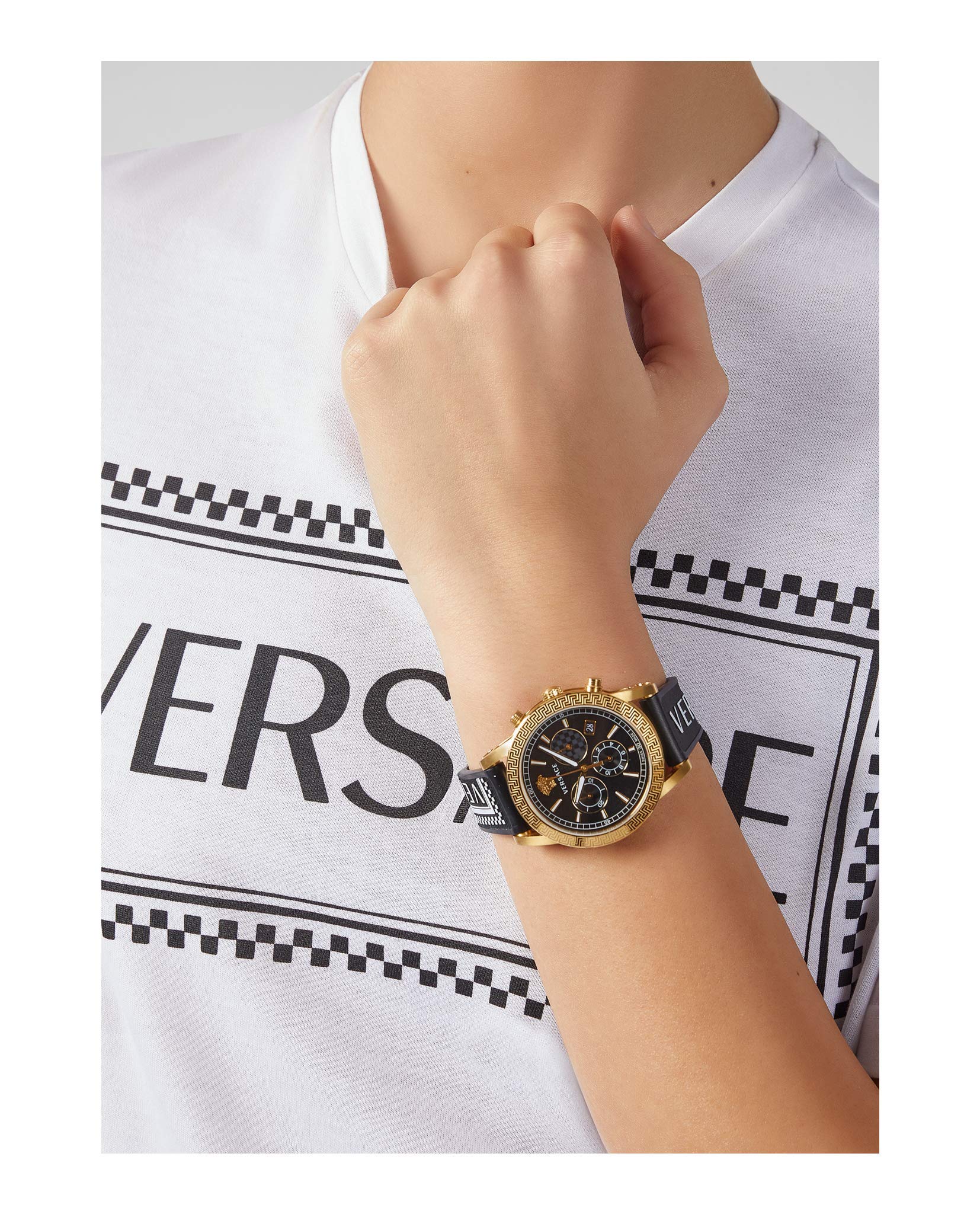  Shop Authentic Versace Sports Tech Chronograph Black Dial Black Rubber Strap Watch for Men - VELT00119 - Luxxuri