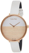  Shop Authentic Calvin Klein Rise White Dial White Leather Strap Watch for Women - K7A236LH - Luxxuri